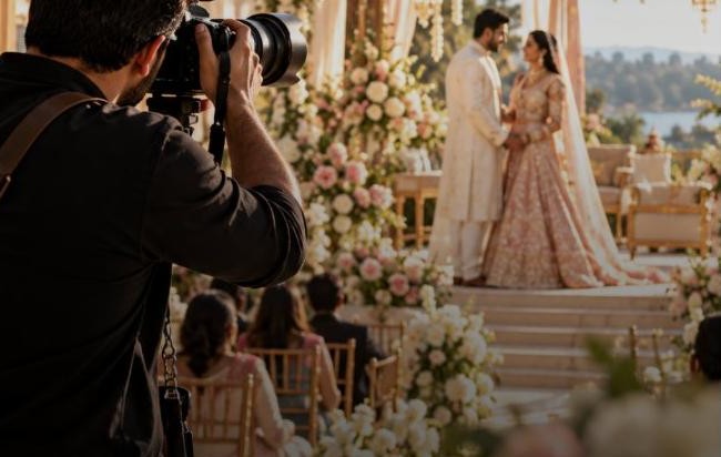 Photographer shooting a wedding ceremony